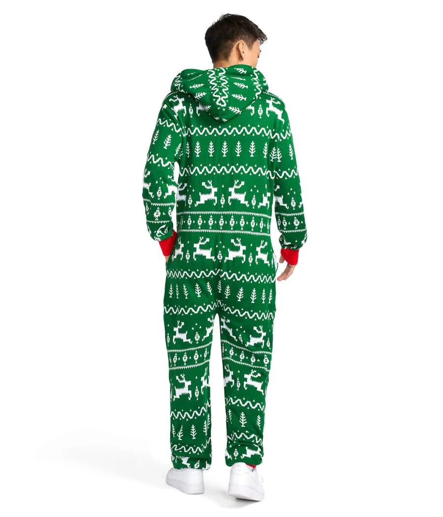 Men's Green Fair Isle Knit Jumpsuit - Image 2