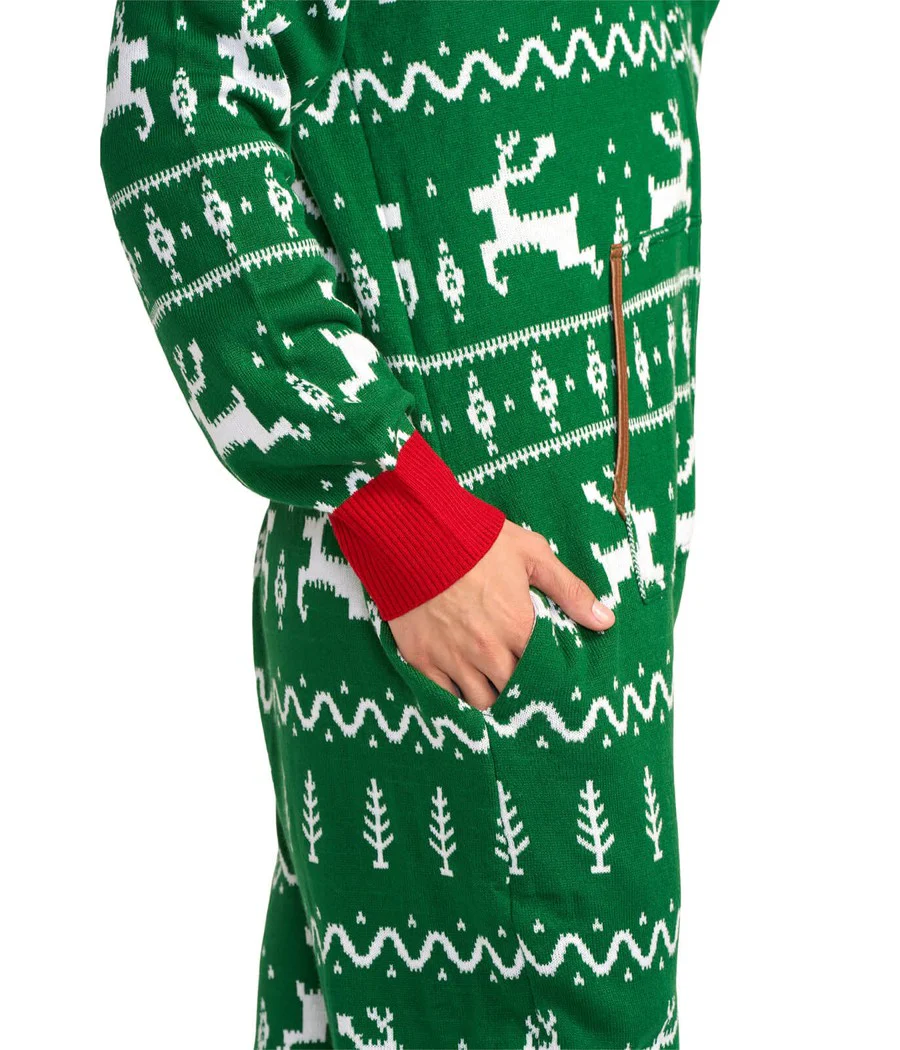 Men's Green Fair Isle Knit Jumpsuit - Image 4