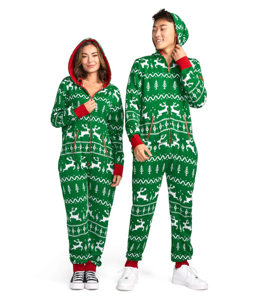 Men's Green Fair Isle Knit Jumpsuit - Image 5