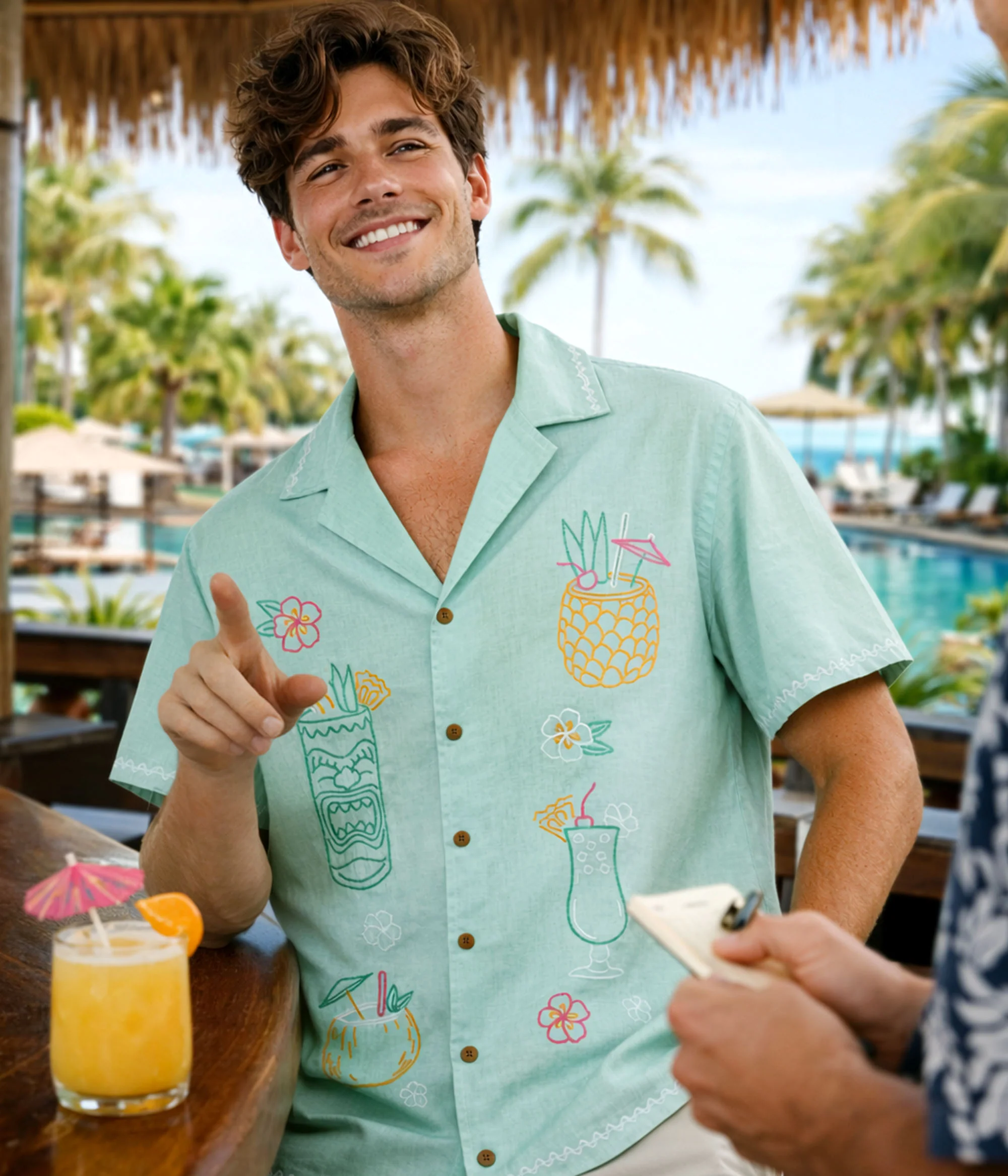 Men's Tiki Drink Linen Cabana Shirt - Image 4