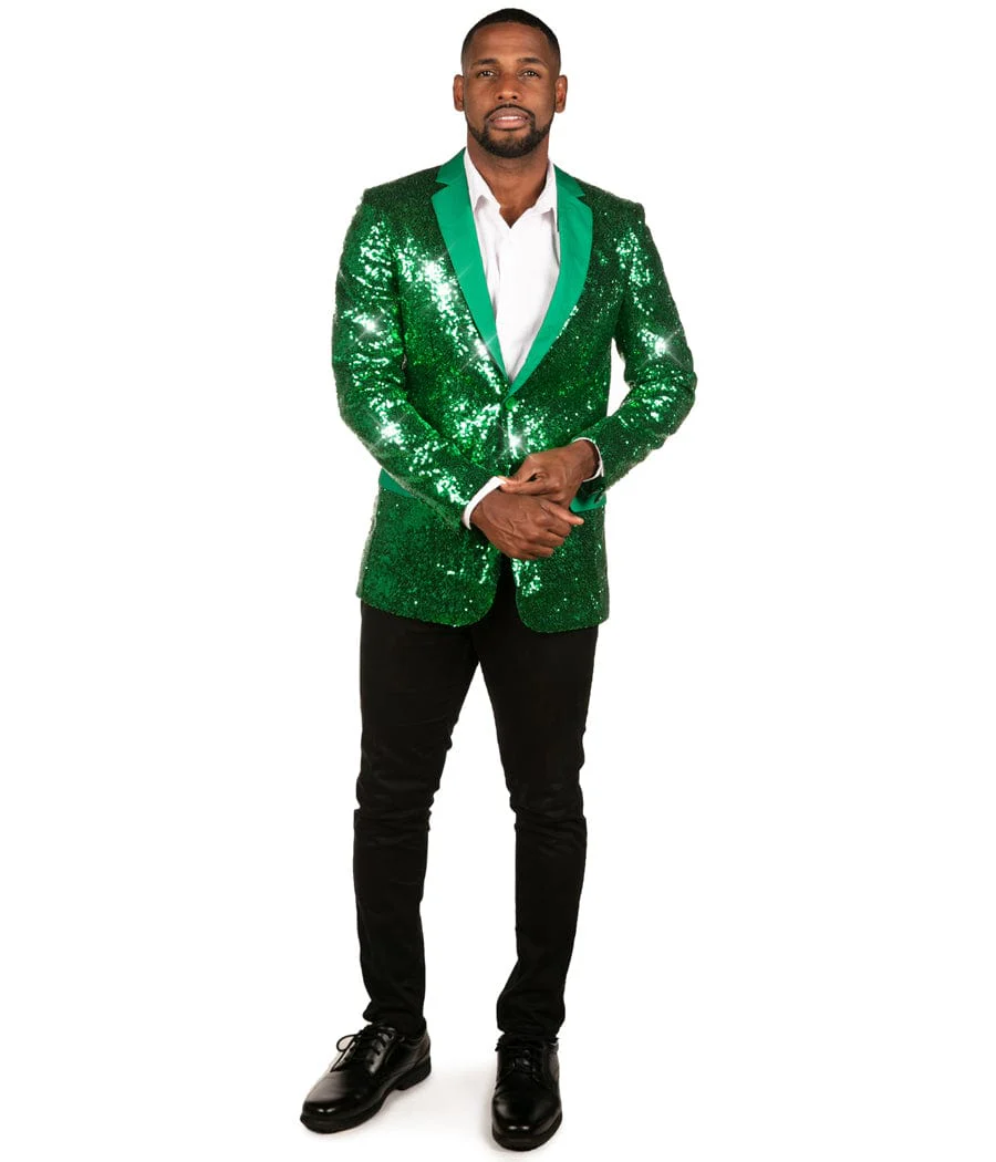 Men's Green Sequin All Over Blazer - Image 2