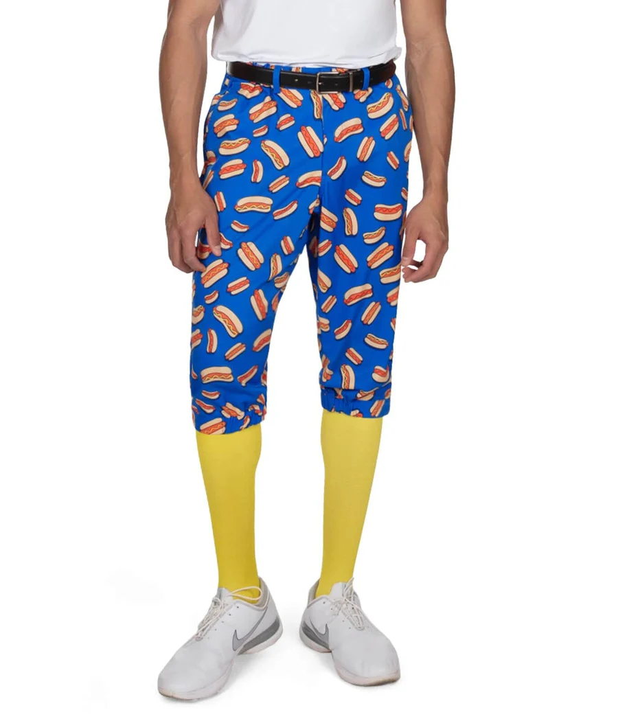 Men's Hot Dog Golf Knickers with Yellow Golf Socks - Image 2