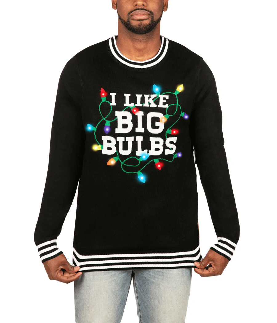Men's I Like Big Bulbs Light Up Ugly Christmas Sweater - Image 2