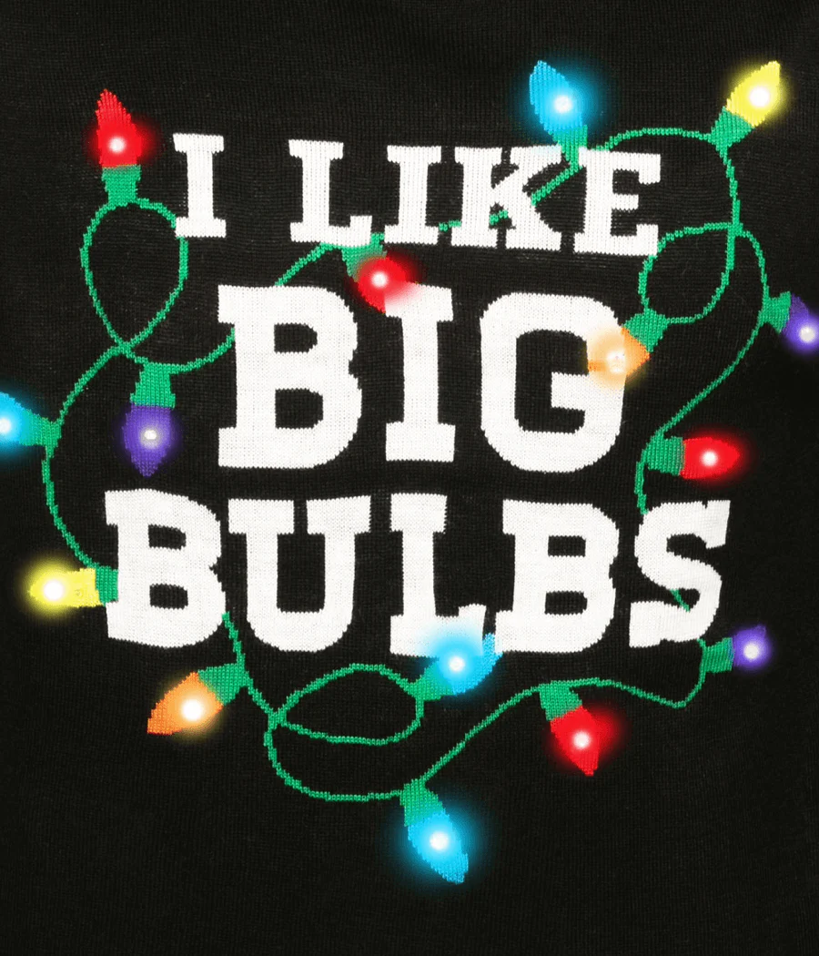 Men's I Like Big Bulbs Light Up Ugly Christmas Sweater - Image 4