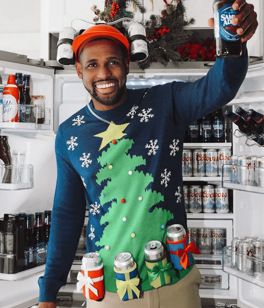 Men's Christmas Tree with Beer Holsters Ugly Christmas Sweater - Image 4