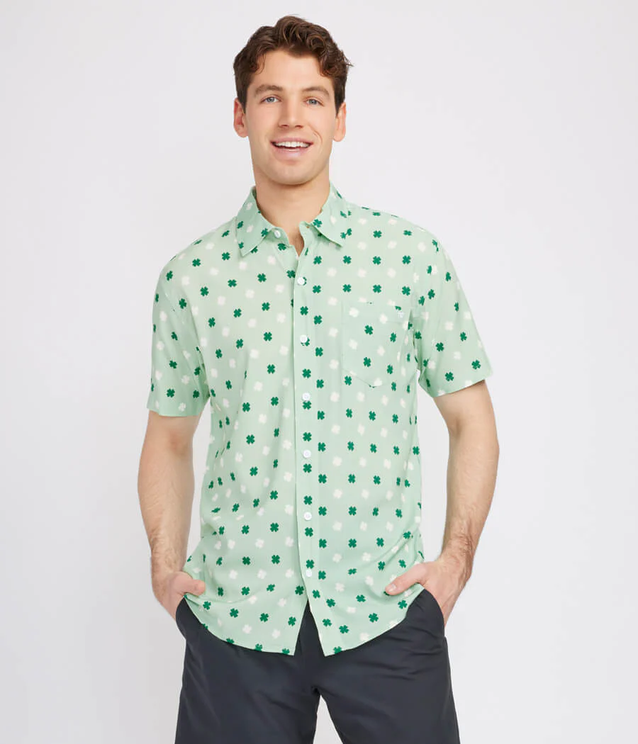 Men's Mint Clover Button Down Shirt - Image 2