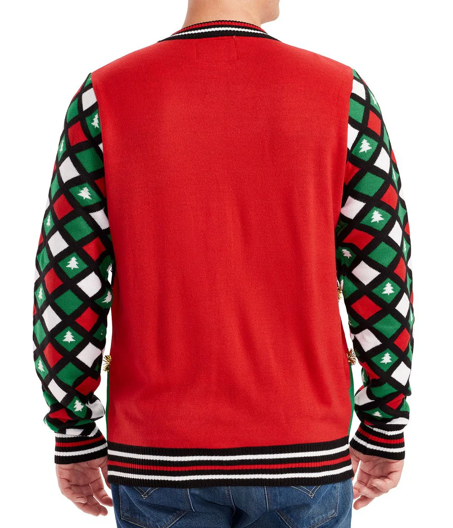 Men's Naughty or Nice Reversible Sequin Ugly Christmas Sweater - Image 3