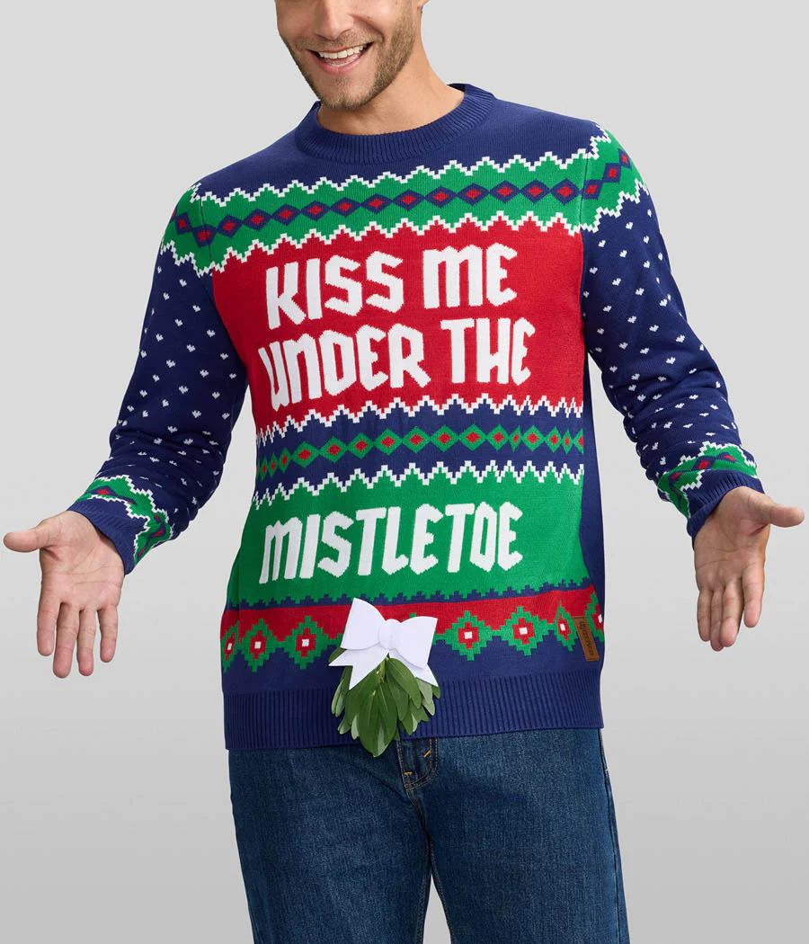 Men's Kiss Under the Mistletoe Ugly Christmas Sweater - Image 2