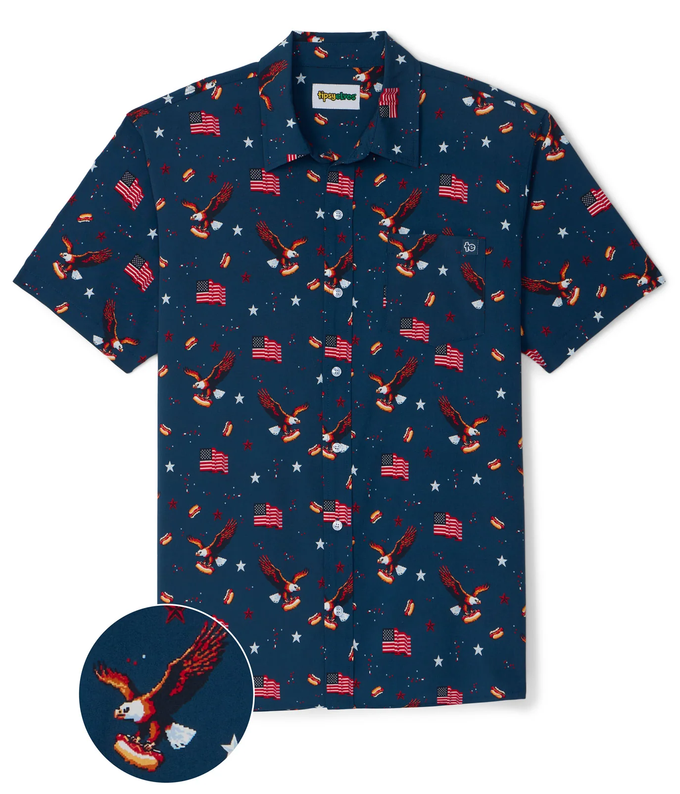 Men's 8-Bit Eagle Button Down Shirt - Image 2