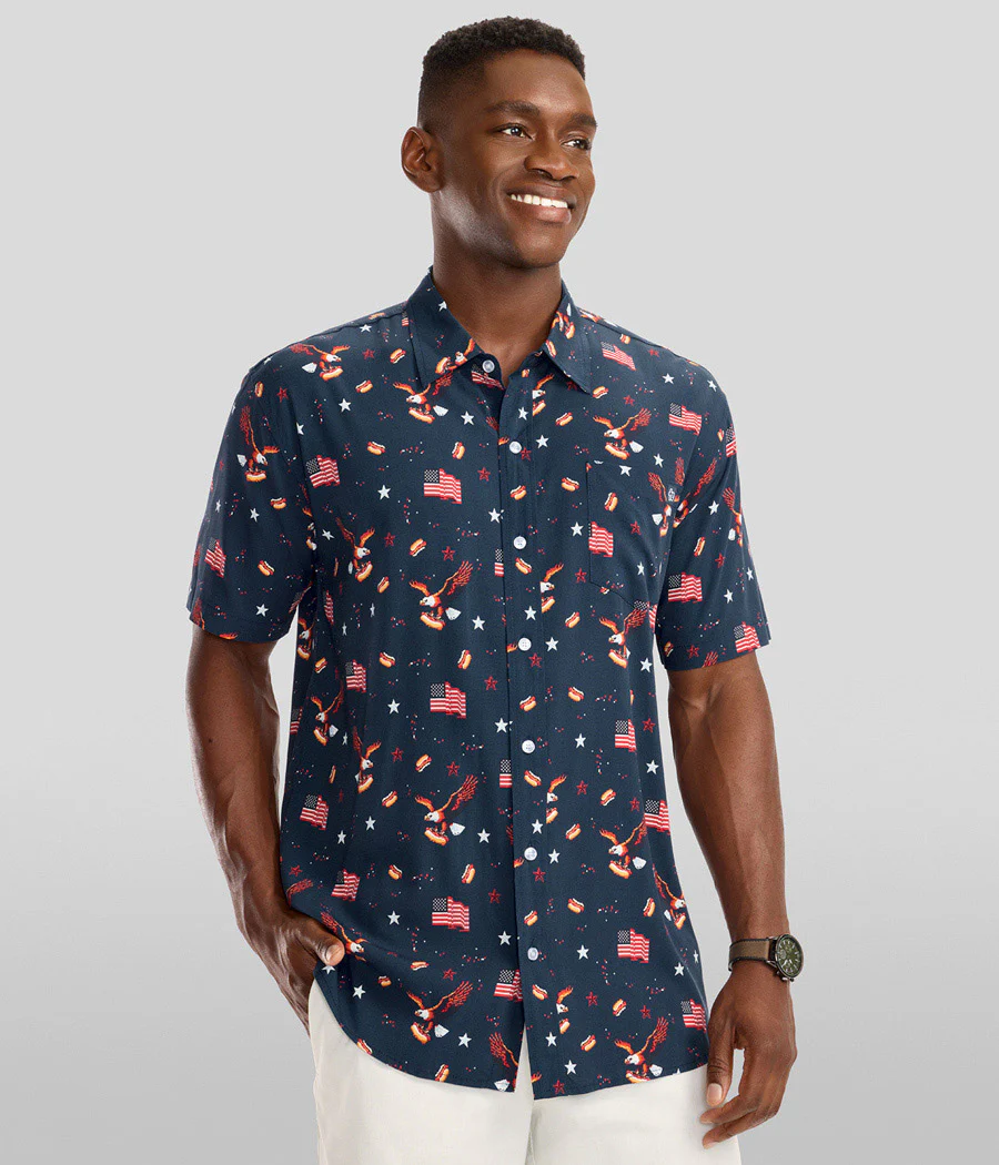Men's 8-Bit Eagle Button Down Shirt - Image 3