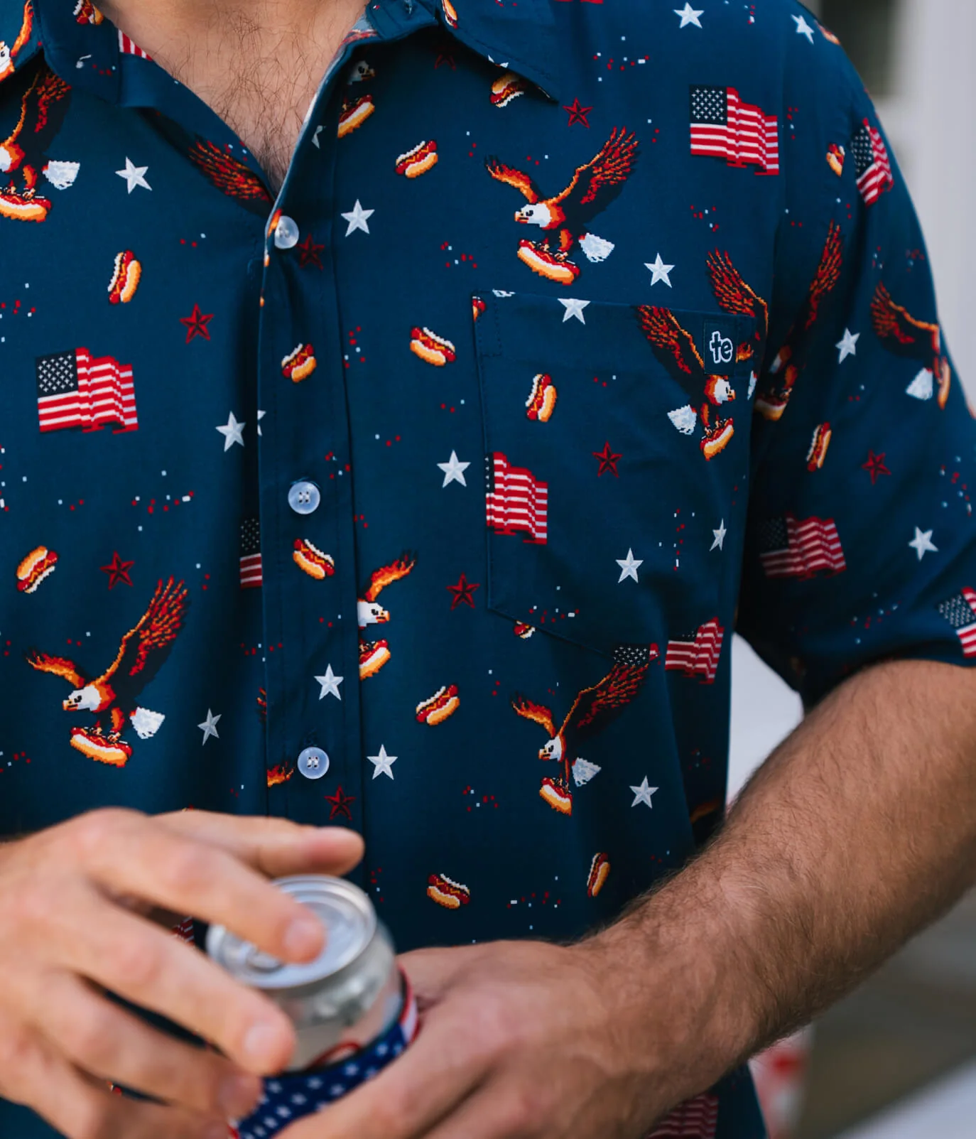 Men's 8-Bit Eagle Button Down Shirt - Image 5