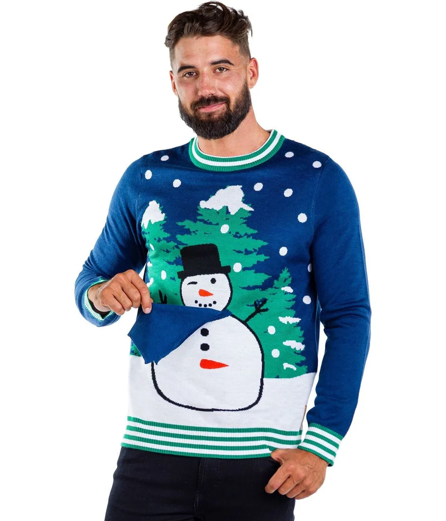 Men's Peekaboo Snowman Ugly Christmas Sweater - Image 2