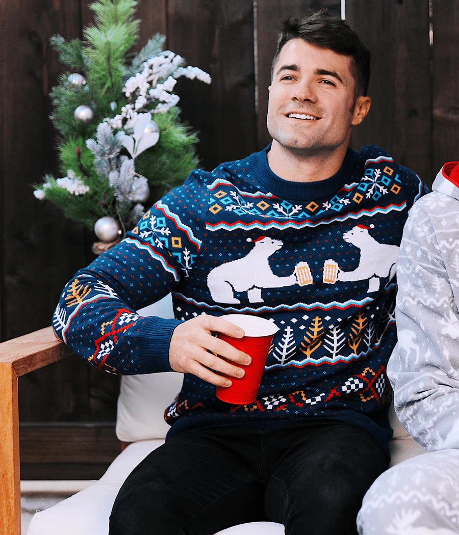 Men's Polar Bear Party Ugly Christmas Sweater - Image 2