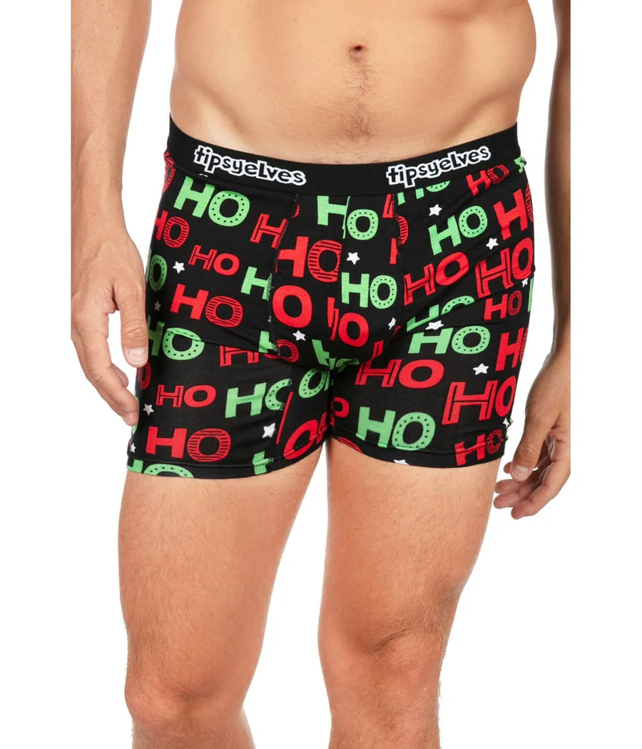 Men's Red and Green Ho Ho Ho Boxer Briefs - Image 2