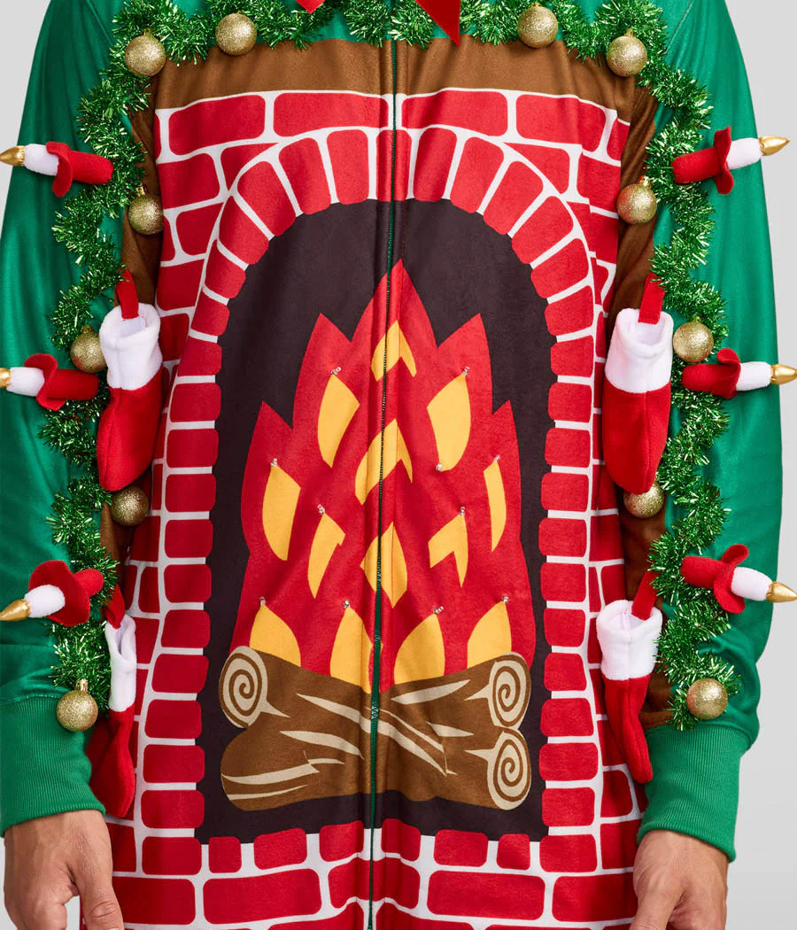 Men's Festive Fireplace Light Up Jumpsuit - Image 4