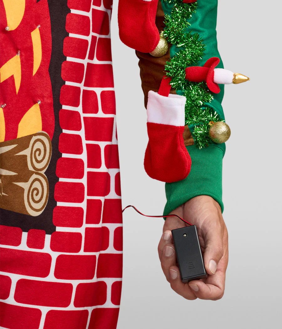 Men's Festive Fireplace Light Up Jumpsuit - Image 8