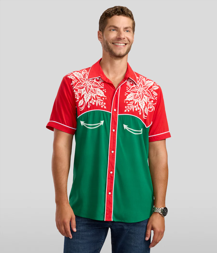 Men's Christmas Cowboy Button Down Shirt - Image 2