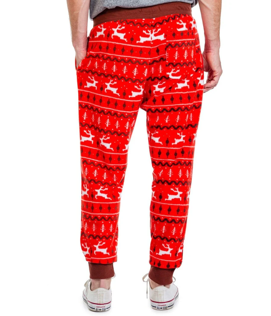 Men's Red Reindeer Jogger Sweatpants - Image 2