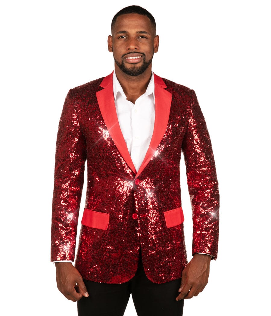 Men's Red Sequin All Over Blazer - Image 2