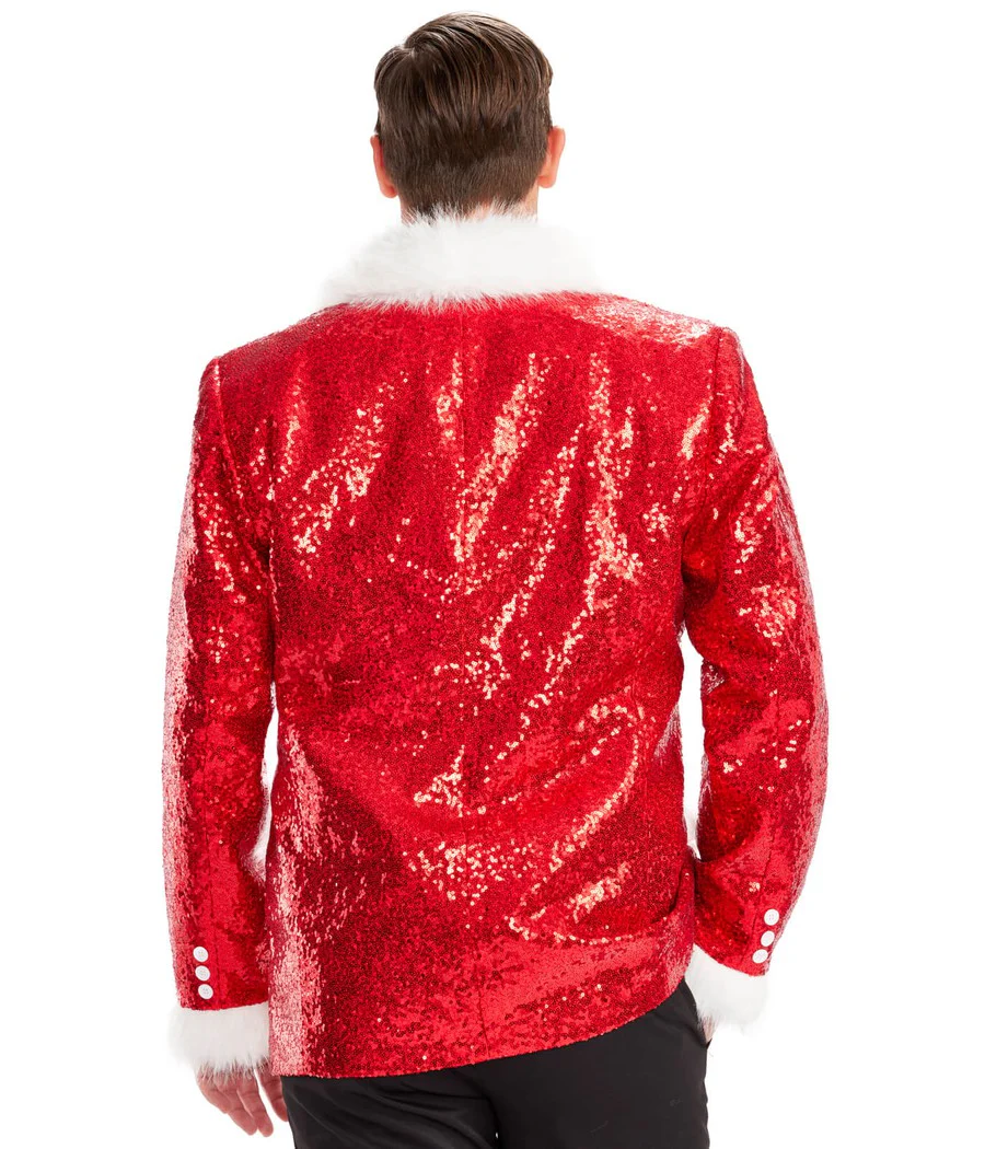 Men's Red Sequin Santa Blazer - Image 2