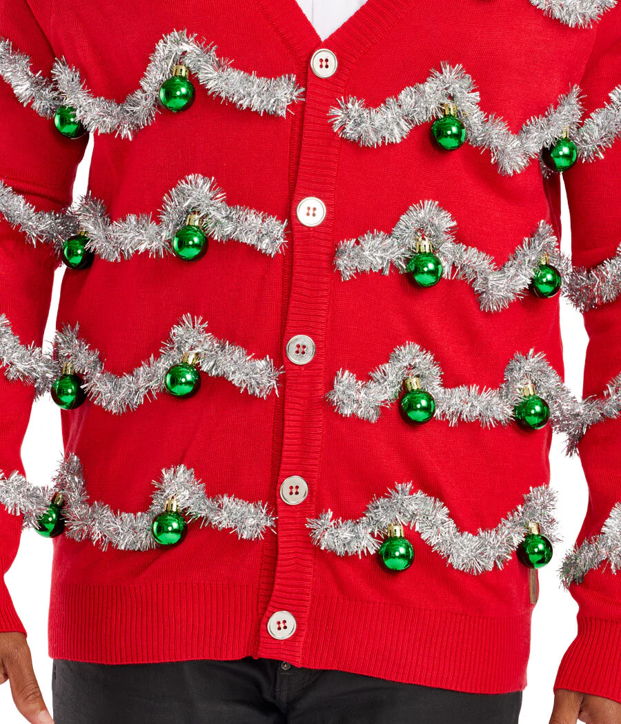 Men's Tinsel Christmas Cardigan Sweater - Image 3