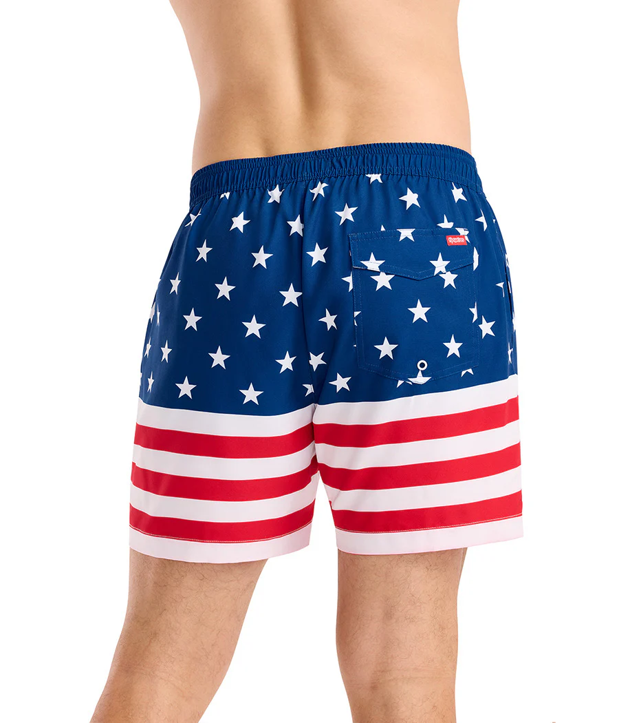 American Flag Stretch Swim Trunks - 6" Inseam - Image 3