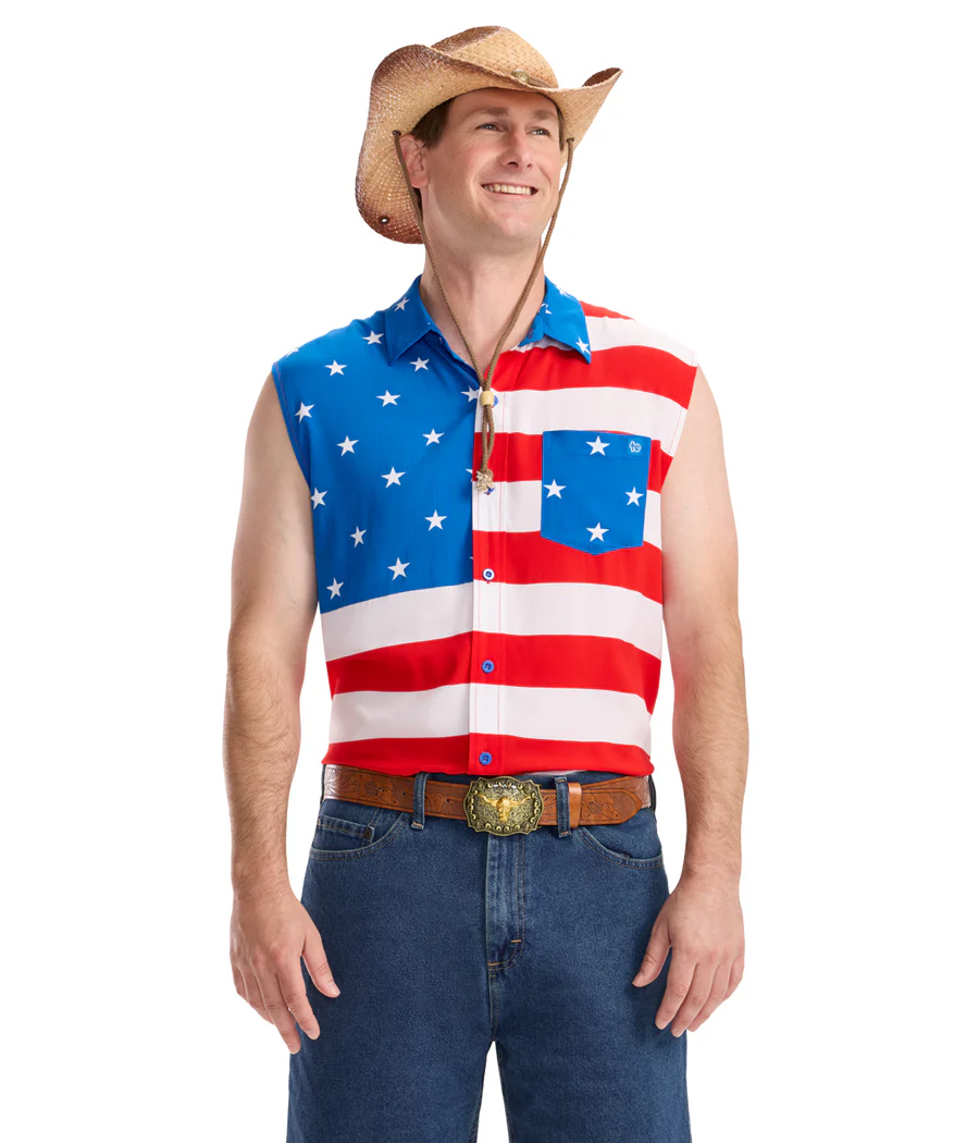 Men's Sleeveless Stripes Button Down Shirt - Image 2