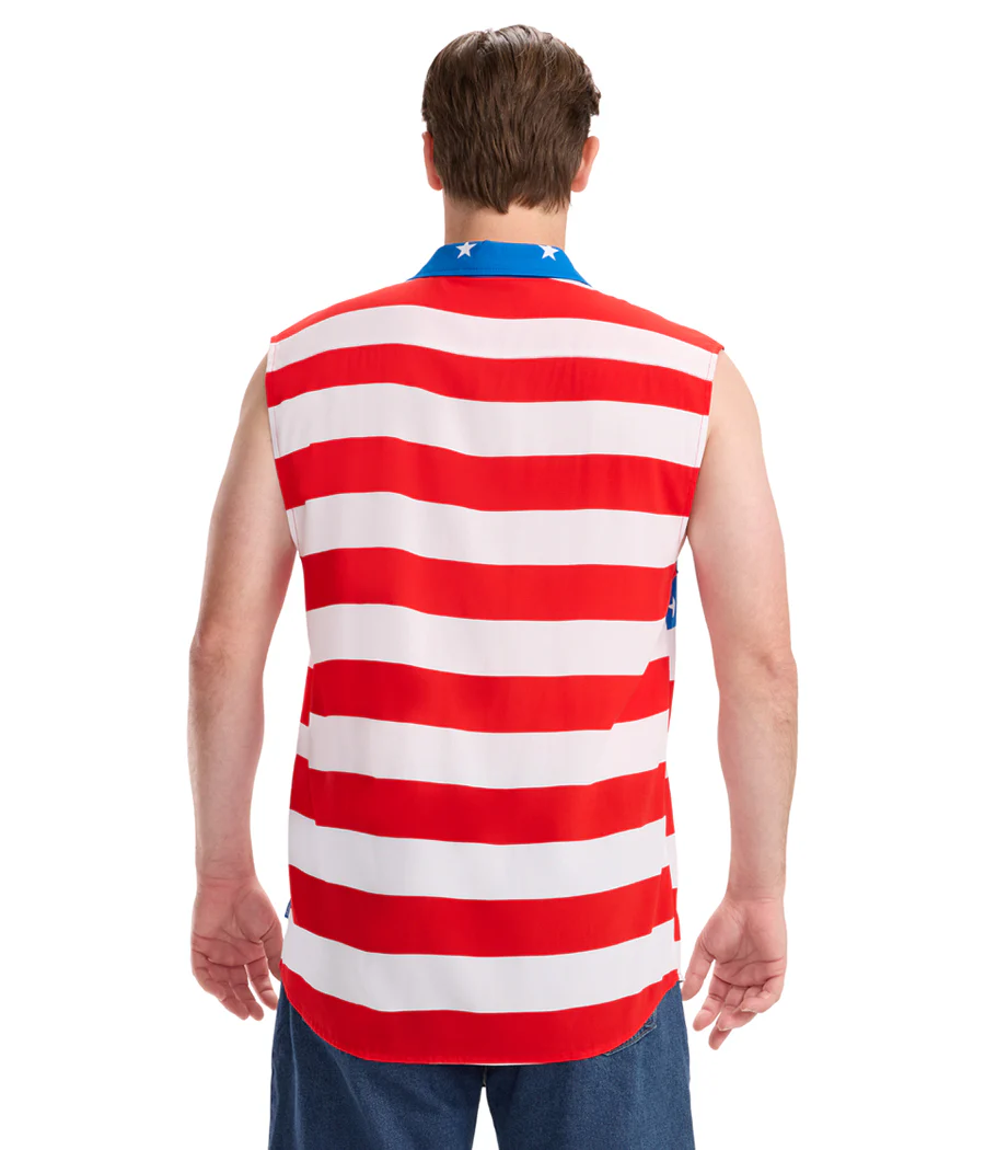 Men's Sleeveless Stripes Button Down Shirt - Image 3