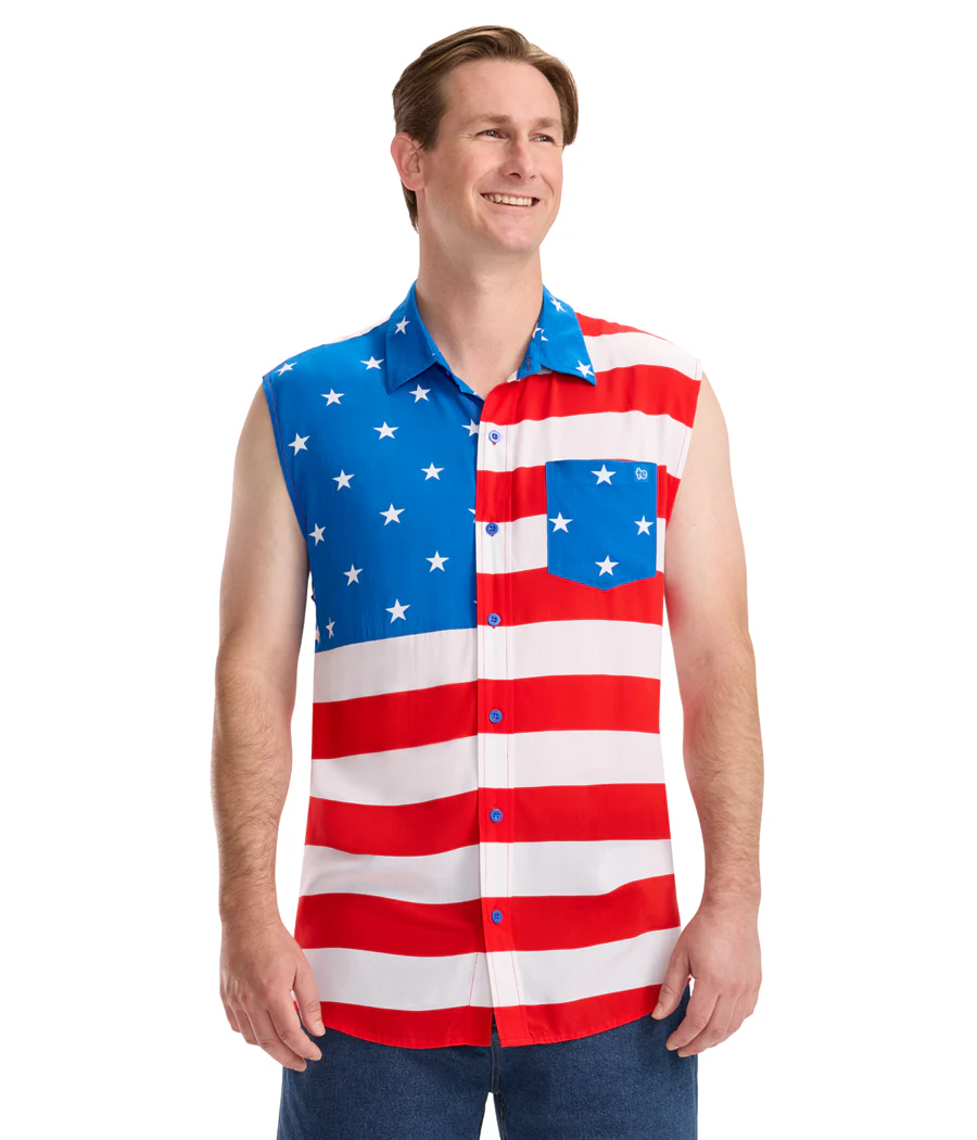 Men's Sleeveless Stripes Button Down Shirt - Image 6