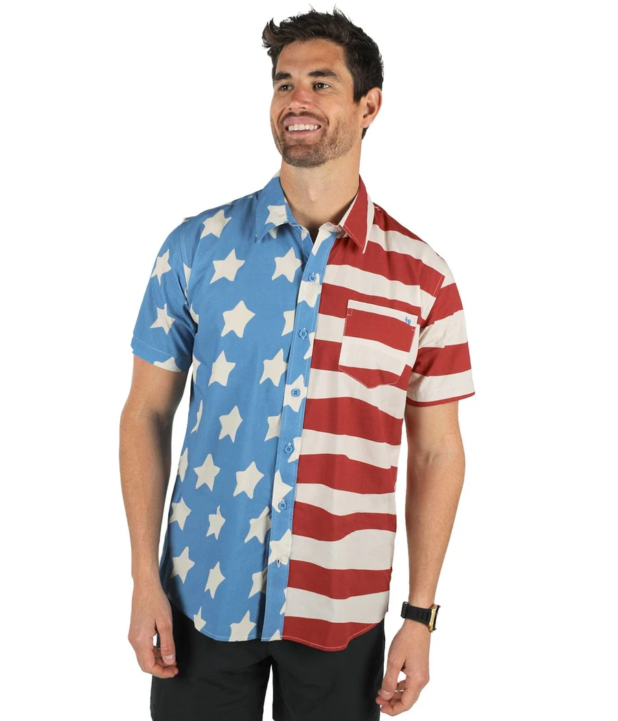 Men's 50/50 Flag Button Down Shirt - Image 2