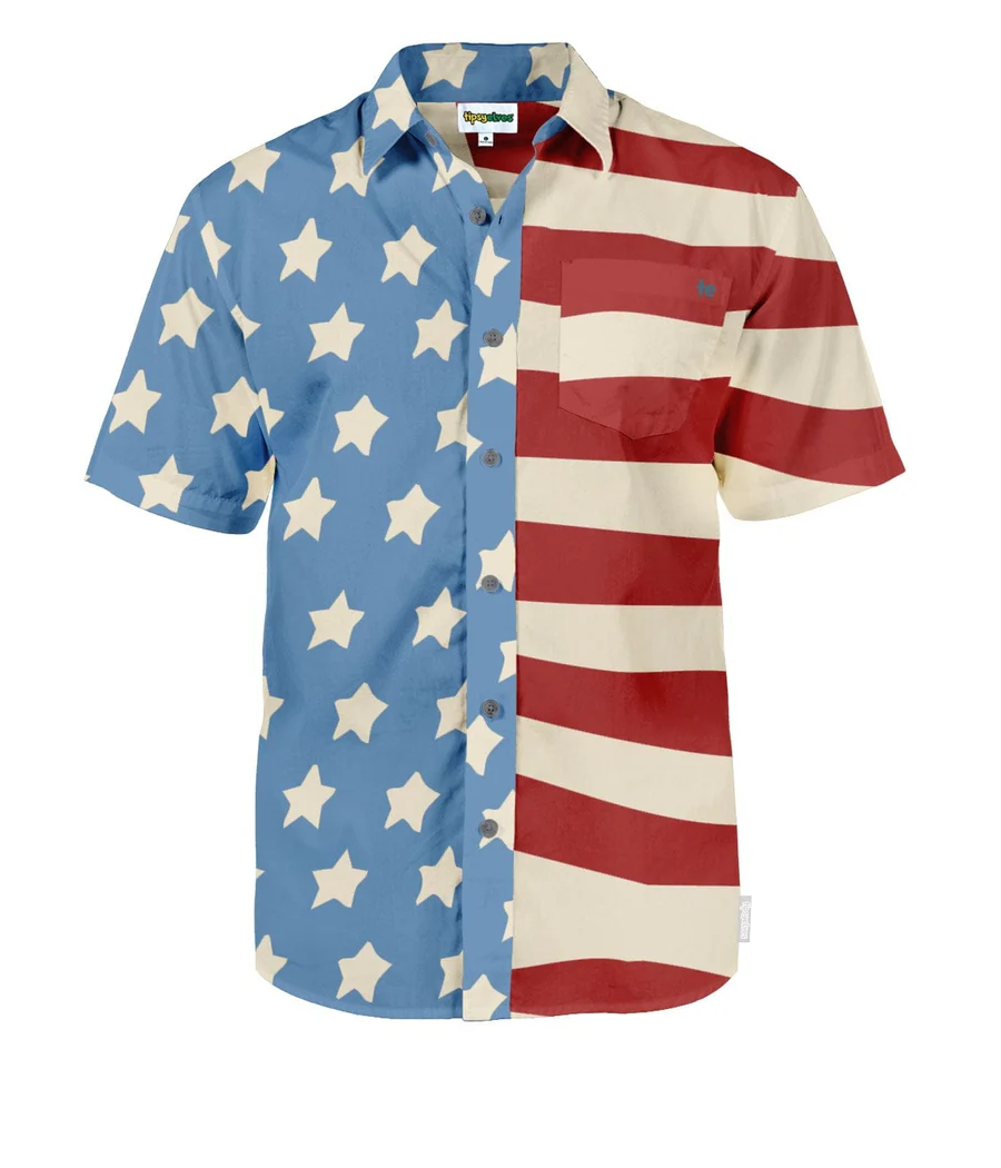 Men's 50/50 Flag Button Down Shirt - Image 4