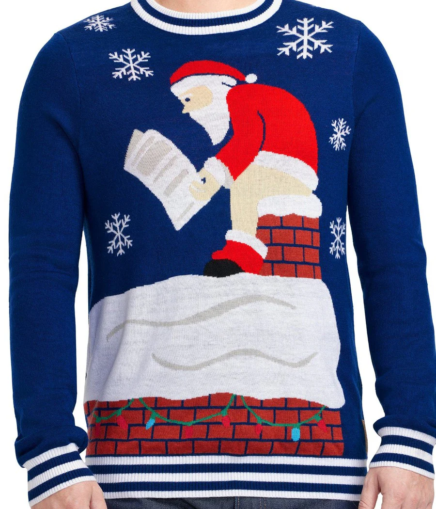 Men's Santa's Log on the Fire Ugly Christmas Sweater - Image 4