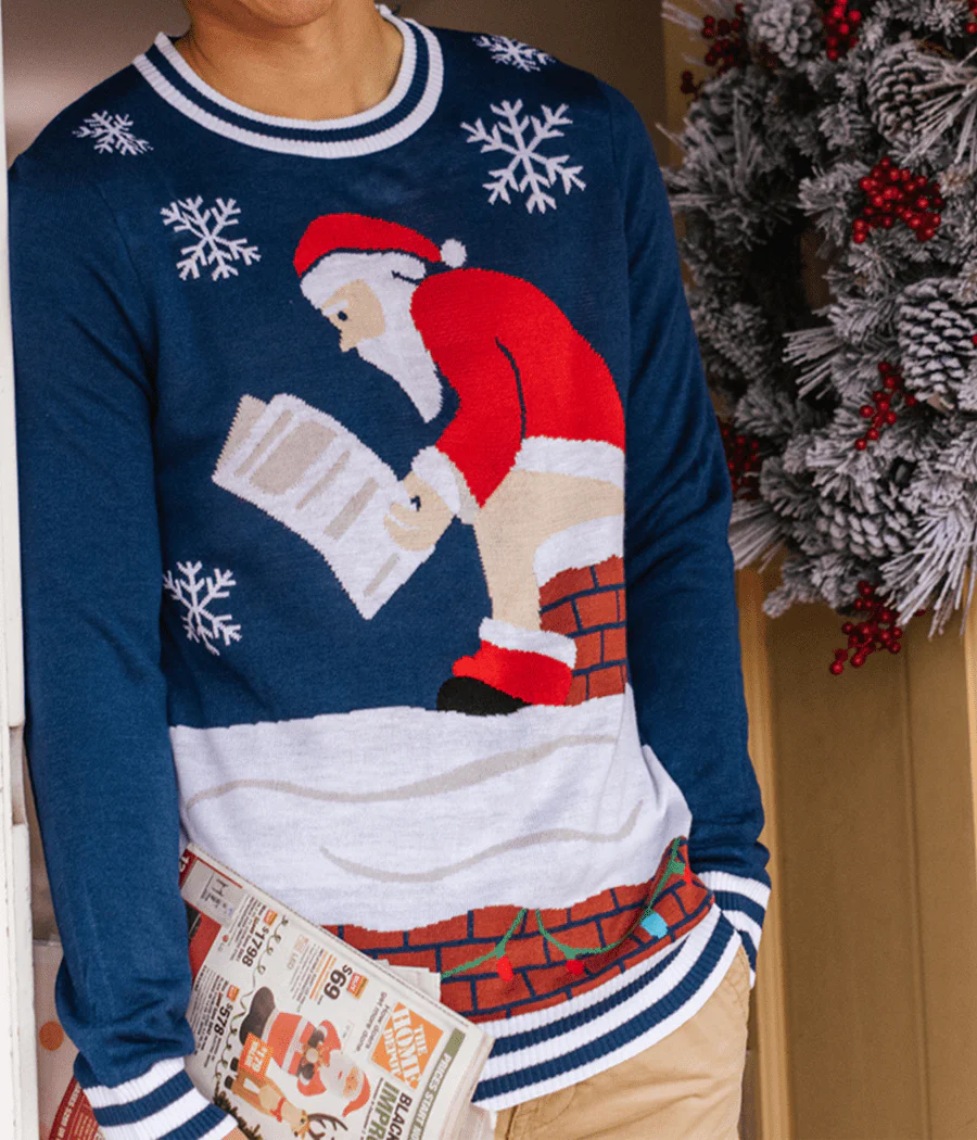 Men's Santa's Log on the Fire Ugly Christmas Sweater - Image 5