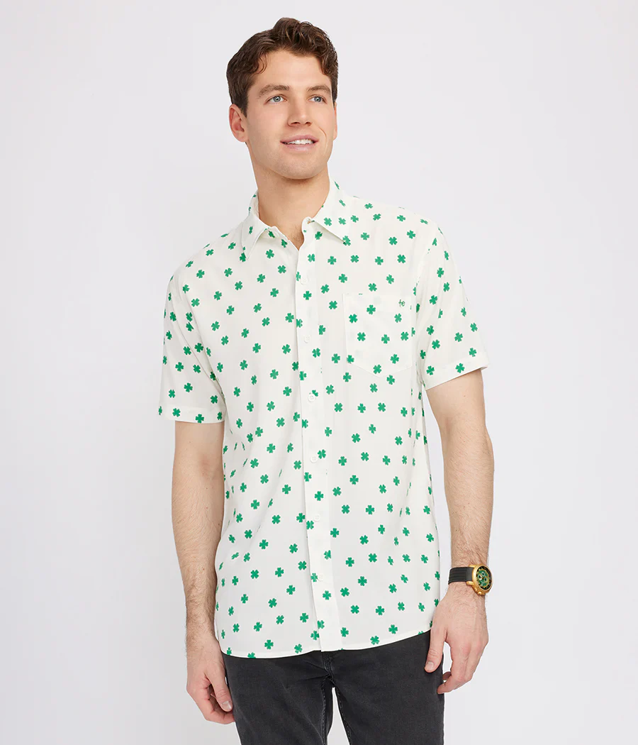 Men's White Crushin' Clovers Button Down Shirt - Image 2