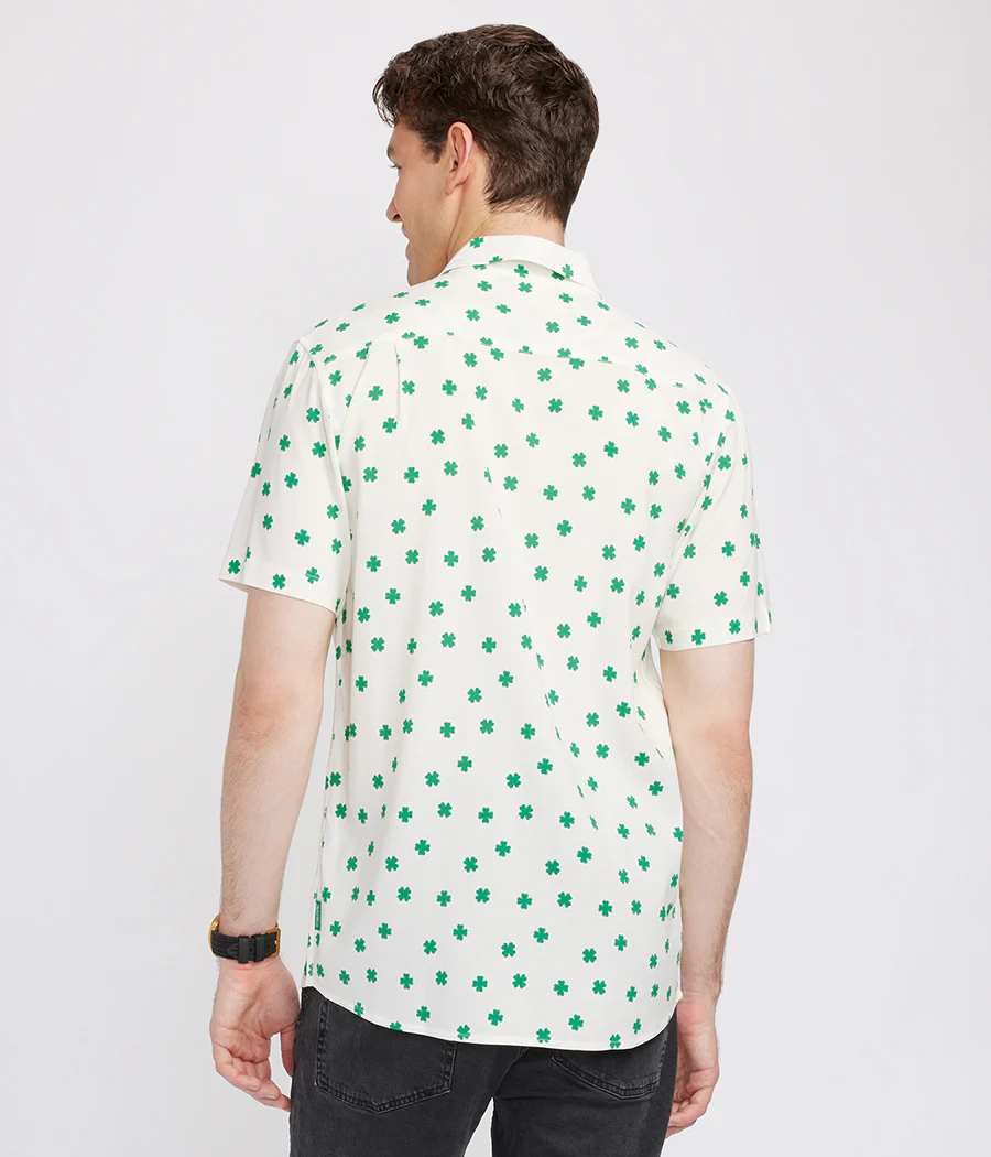 Men's White Crushin' Clovers Button Down Shirt - Image 3