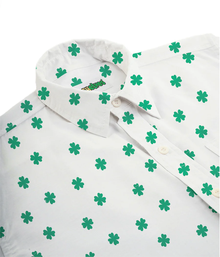 Men's White Crushin' Clovers Button Down Shirt - Image 4