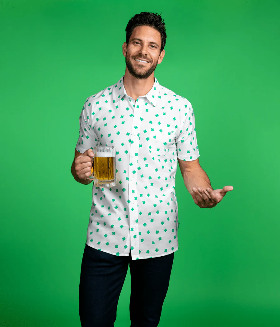 Men's White Crushin' Clovers Button Down Shirt - Image 5