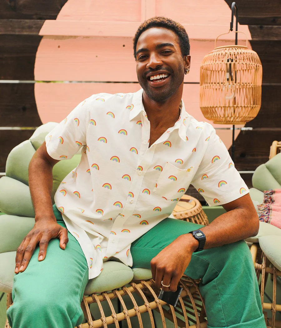 White Rainbow Button Down Shirt - Image 2