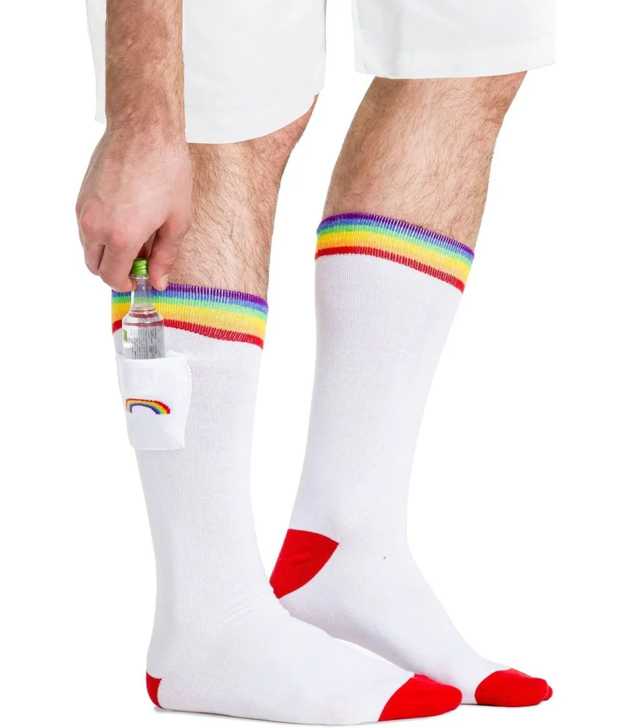 White Rainbow Socks with Pocket (Fits Sizes 8-11M) - Image 2