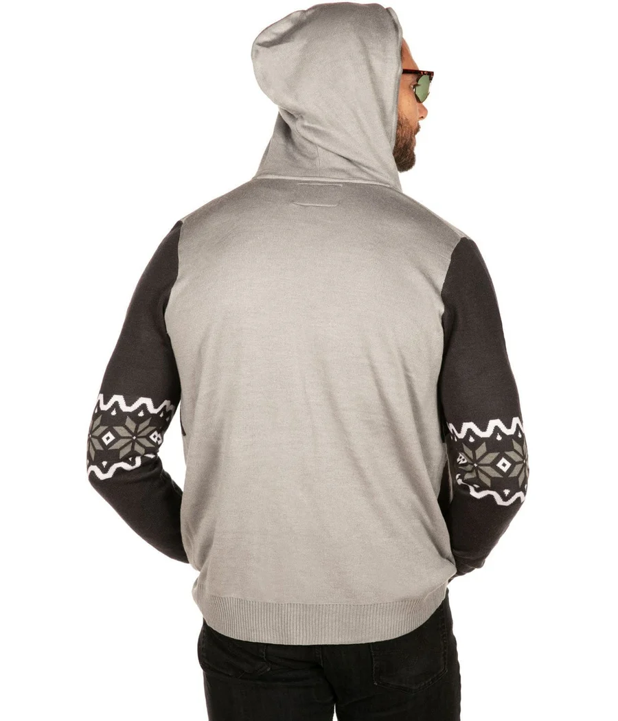 Men's Winter Moose Zip Up Hooded Sweater - Image 3