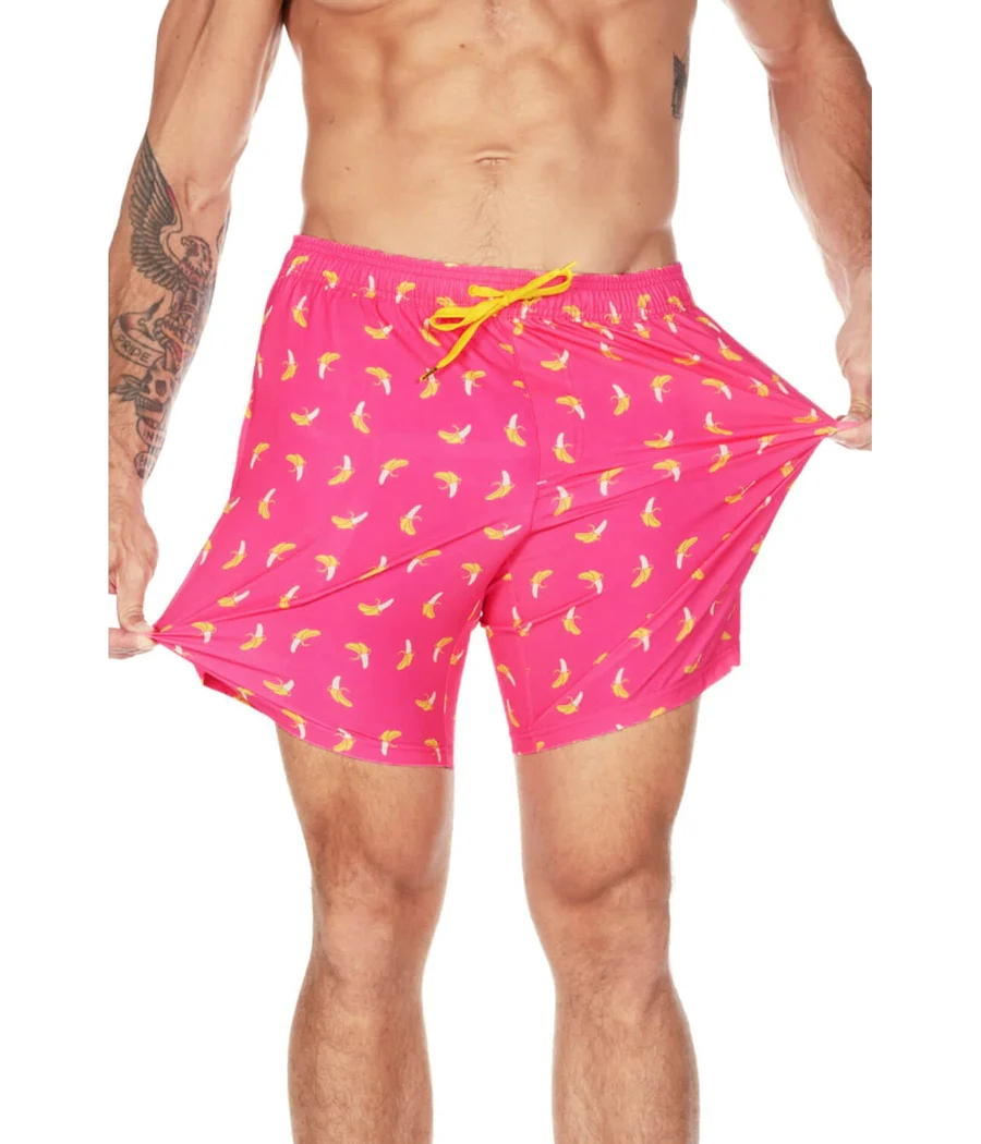 Pink Banana Peel Stretch Swim Trunks - 7.5" Inseam - Image 4