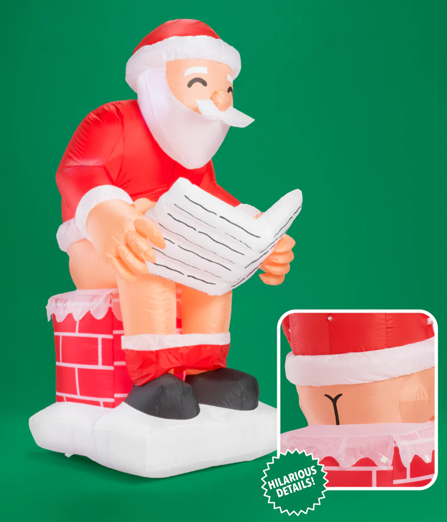 Santa's Log on the Fire Christmas Inflatable Decoration