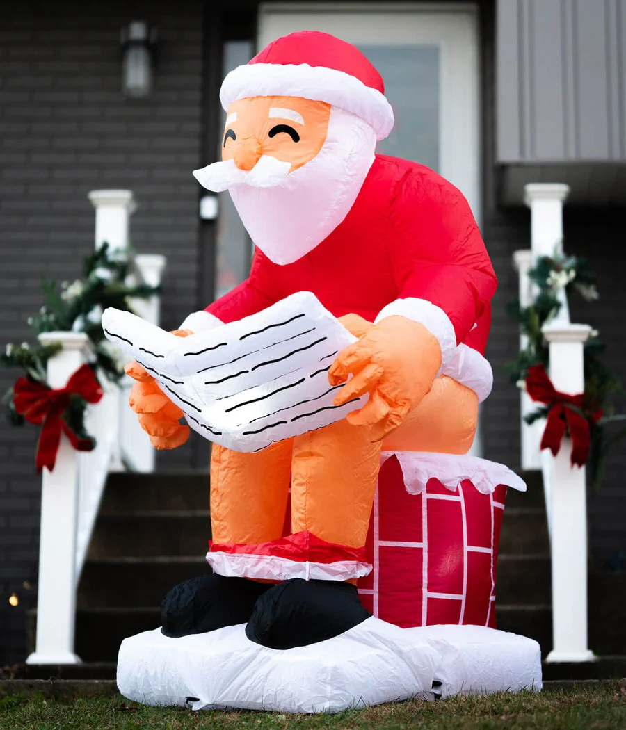 Santa's Log on the Fire Christmas Inflatable Decoration - Image 2