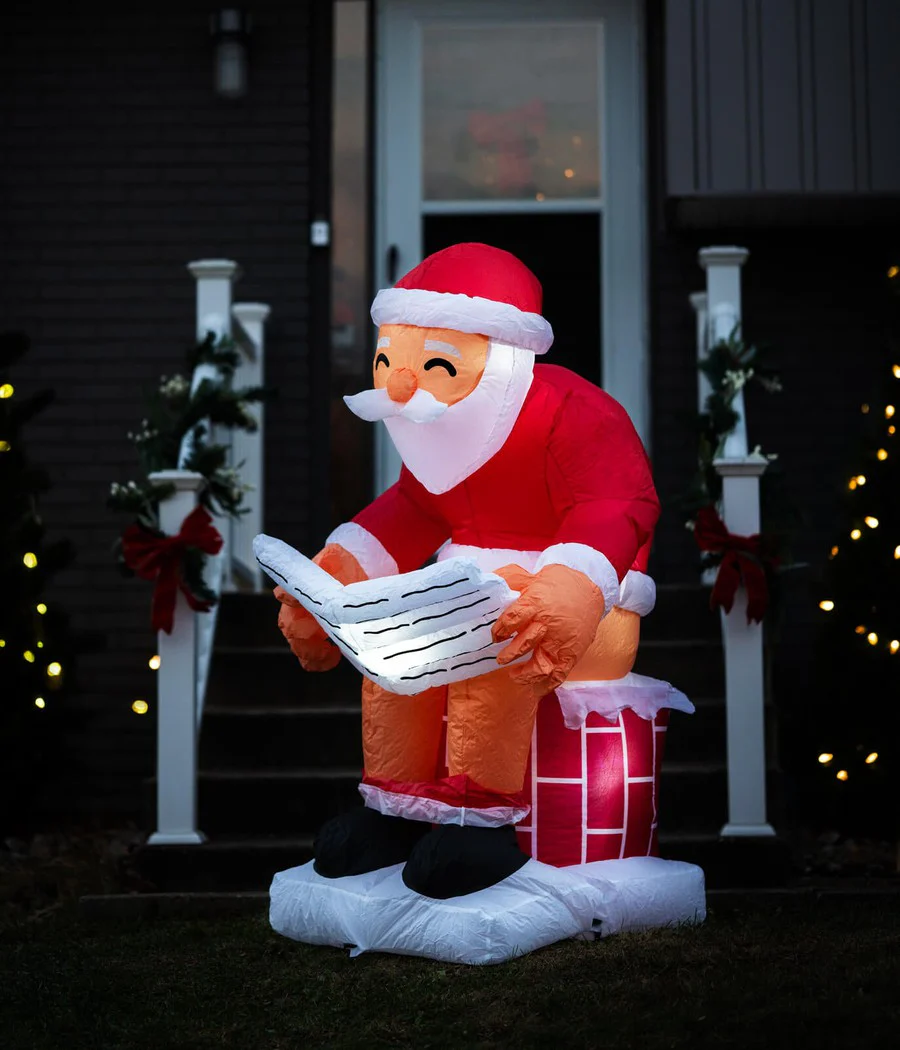 Santa's Log on the Fire Christmas Inflatable Decoration - Image 3