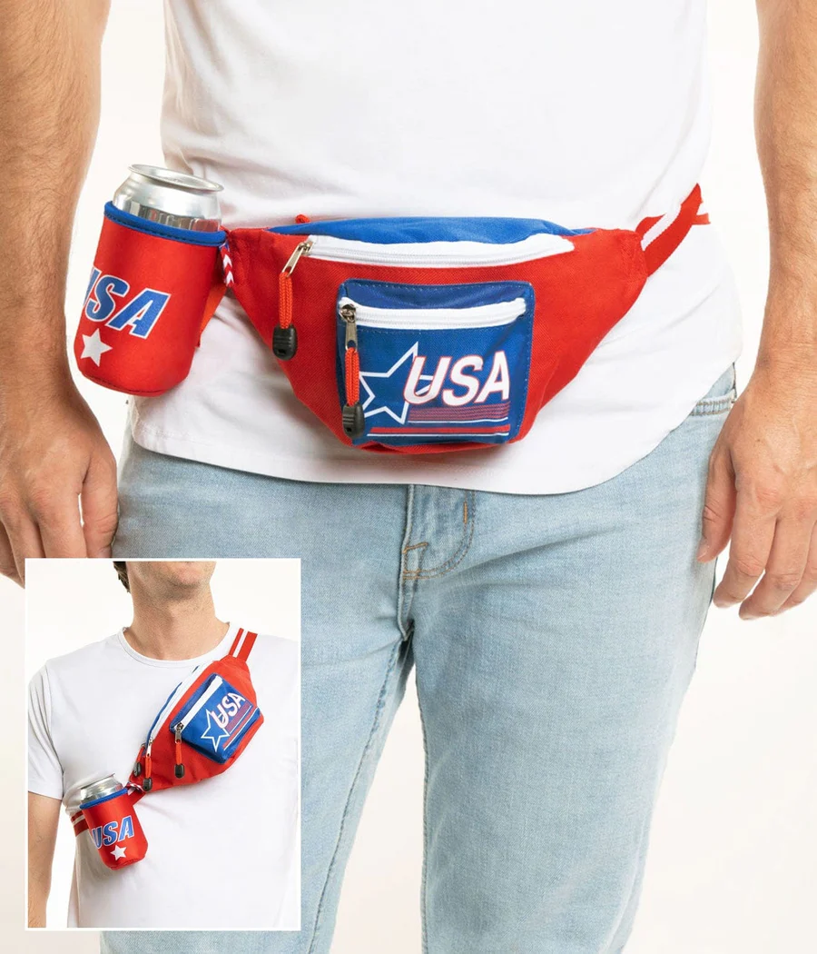 Red USA Fanny Pack w/ Drink Holder - Image 3