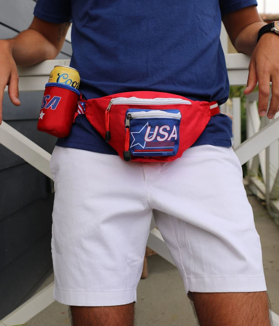 Red USA Fanny Pack w/ Drink Holder - Image 4
