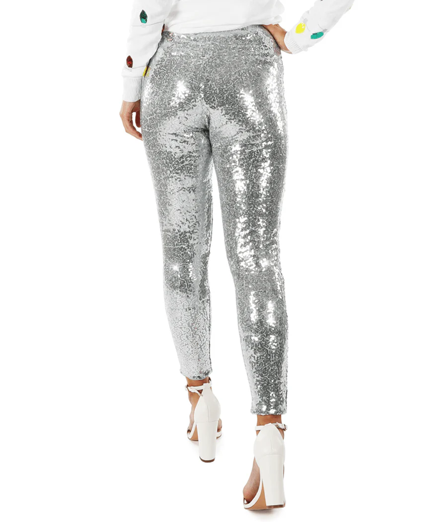 Silver Sequin High Waisted Leggings - Image 2