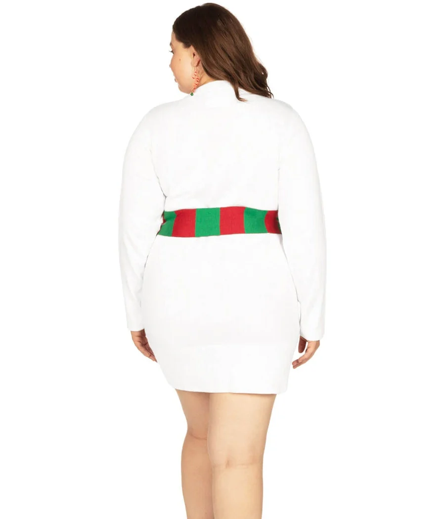 Women's Snowman Scarf Plus Size Sweater Dress - Image 3