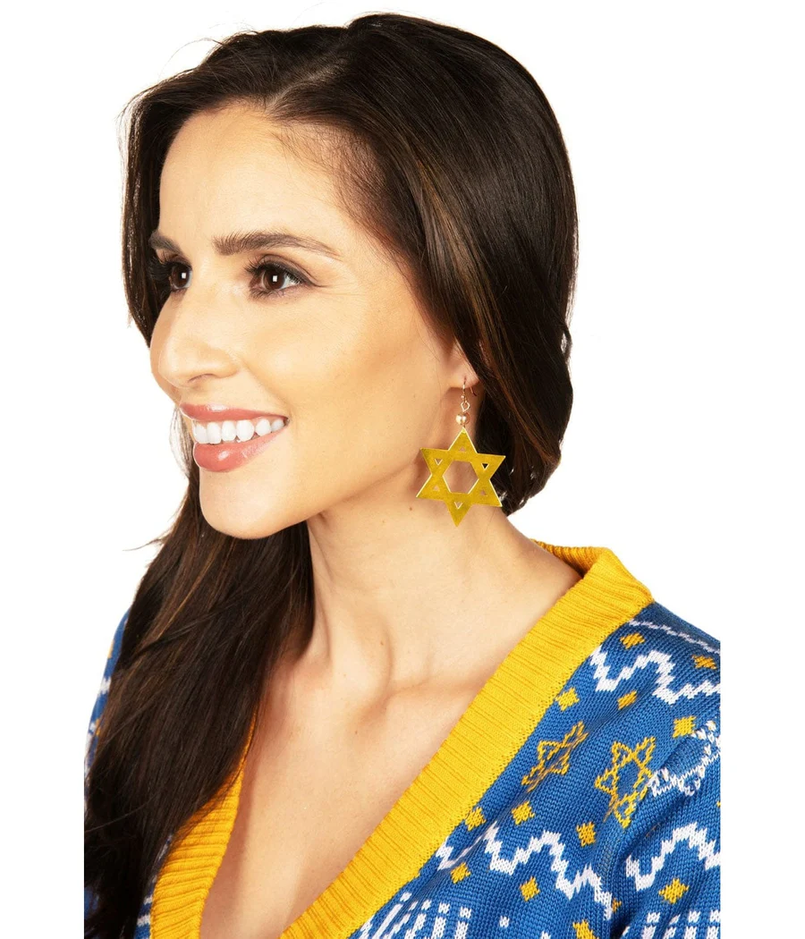 Star of David Hanukkah Earrings - Image 2