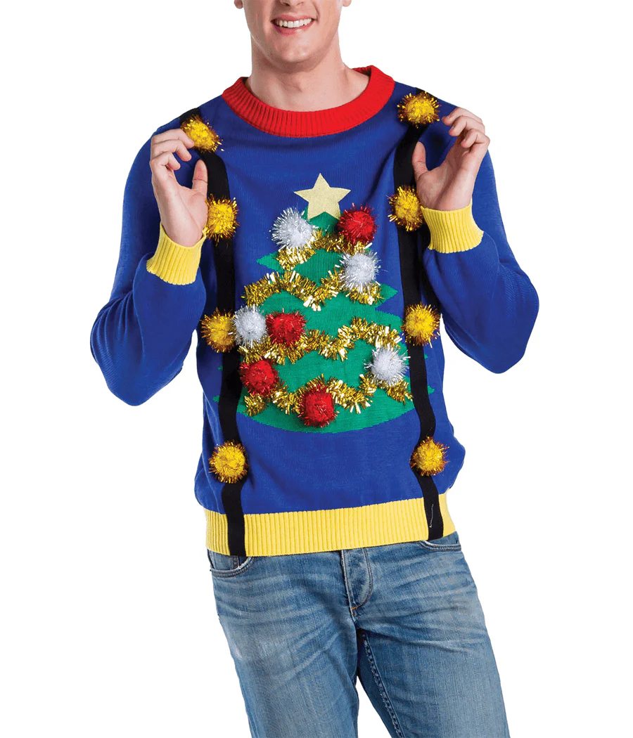 Men's Ugly Christmas Tree Sweater with Suspenders - Image 3